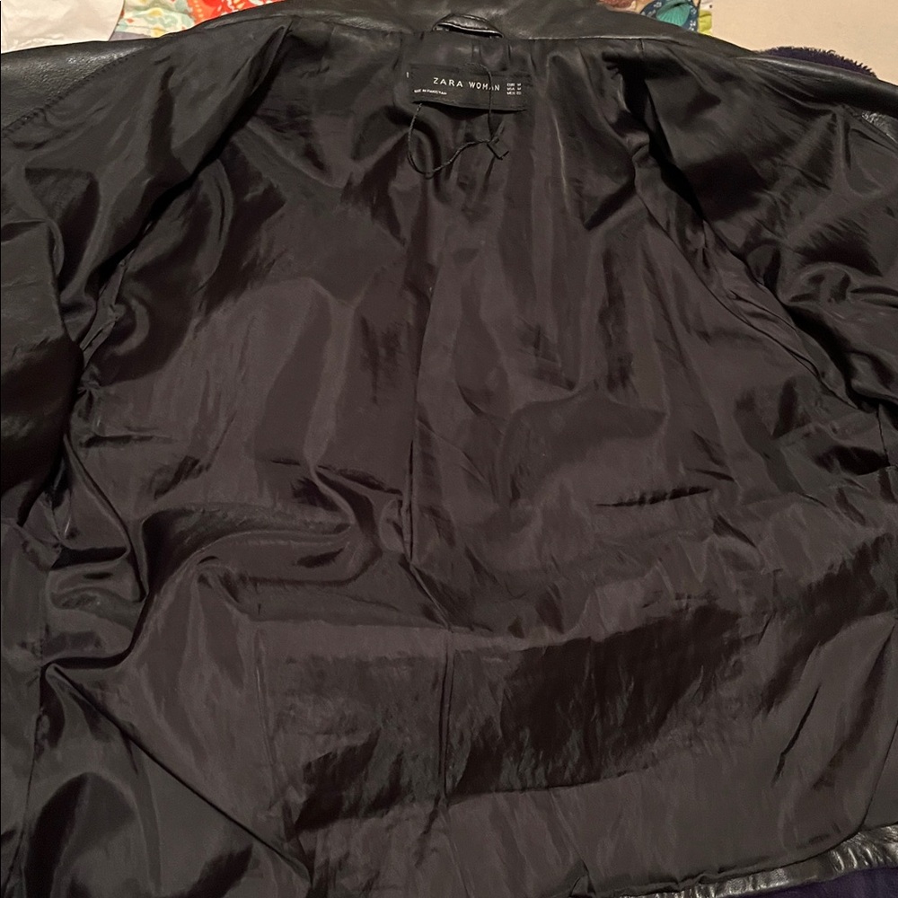 Zara Black Leather Biker Jacket - image 8